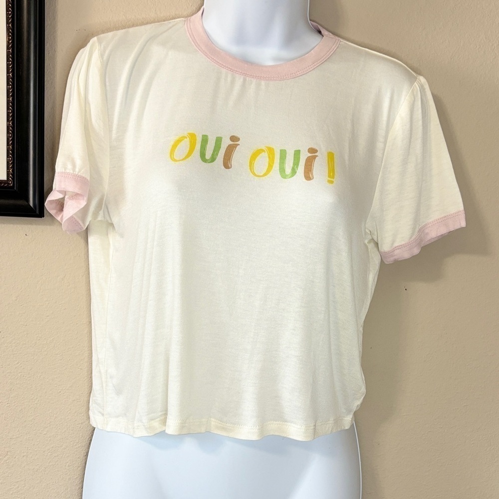 Weavers Short Sleeves cropped top / shirt stretch Size Medium